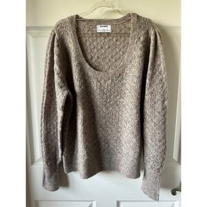 Old Navy Women's‎ Sweater Large Brown Beige Knit Long Sleeve Scoop Neck Casual